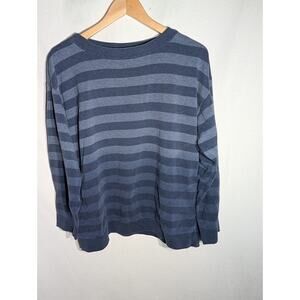 J Jill Womens Blue Striped Ombre Pullover Sweater Size Large Cotton